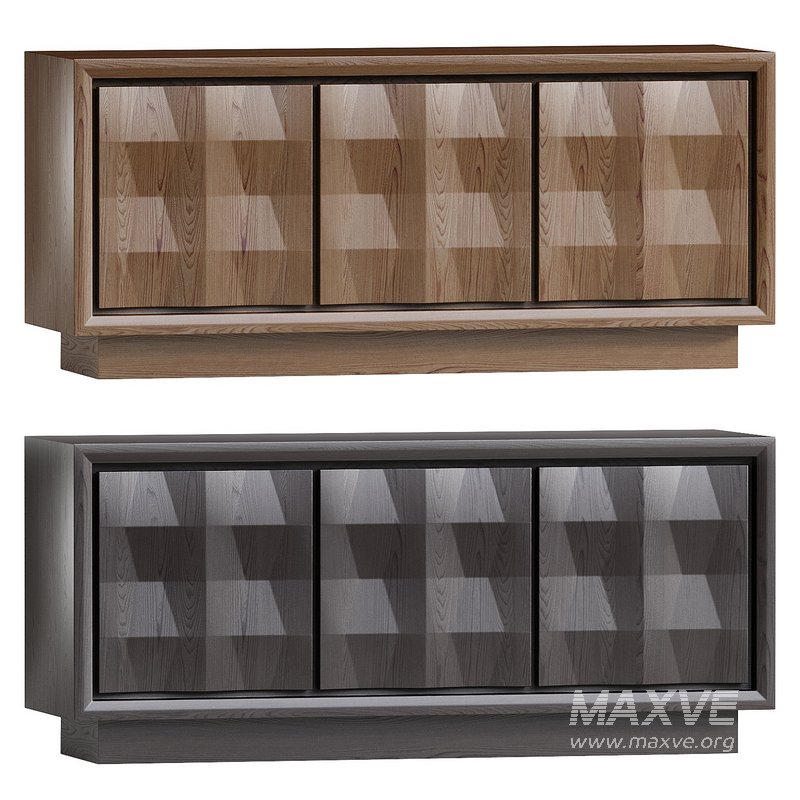 Media Console Western Elm Carved Pattern - Image 1