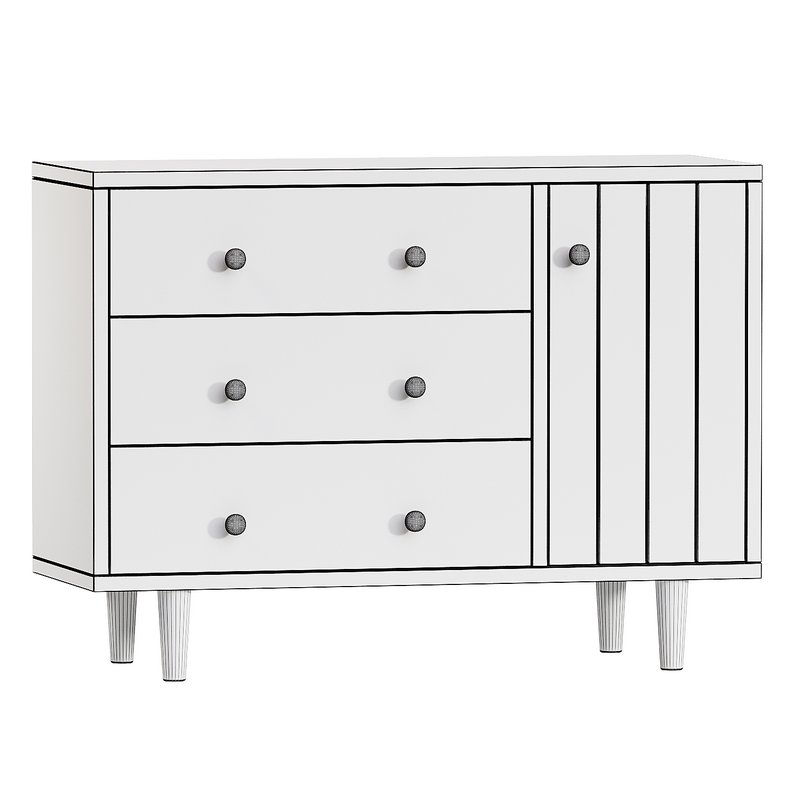 Finn Wide Sage Green Wood 3-Drawer Kids Dresser with Door - Image 2