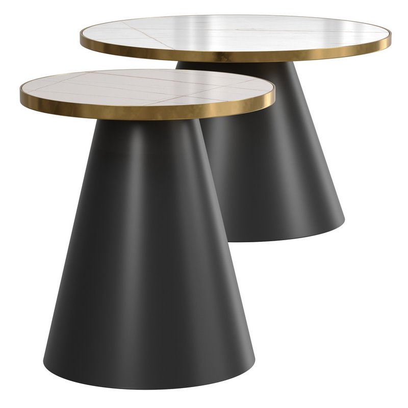 Ferrah Black and White Top Pedestal Coffee Table - Image 1