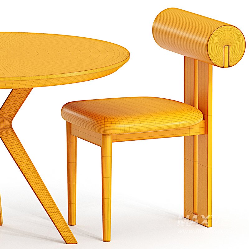 Hippo chair and Table walnut - Image 3