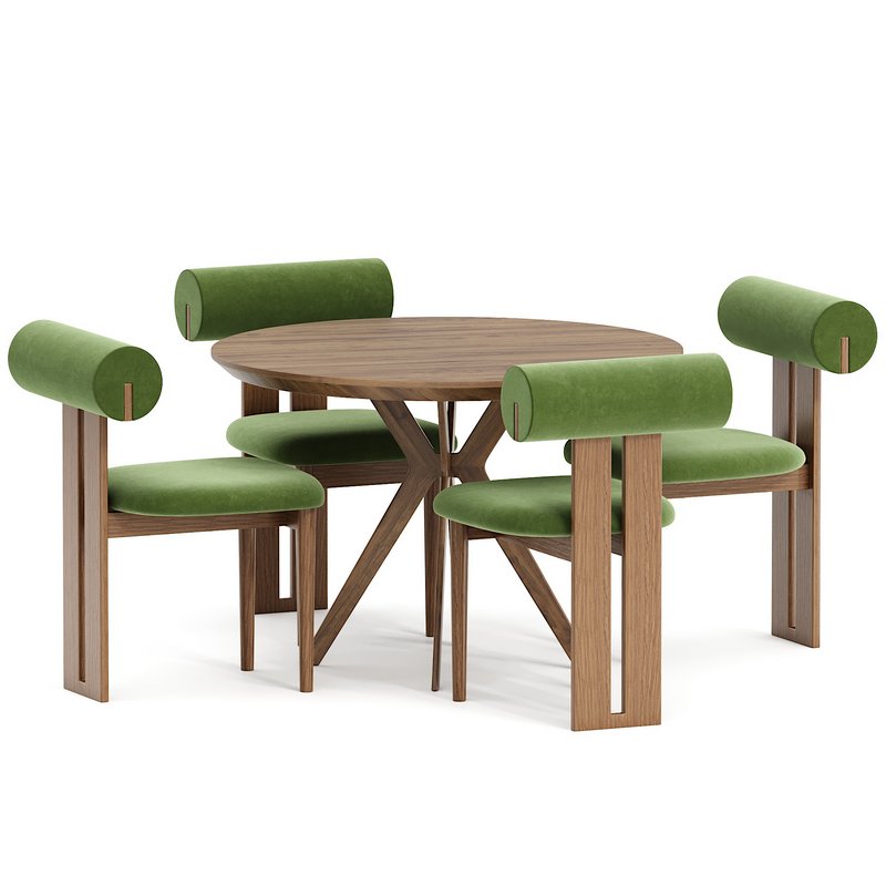 Hippo chair and Table walnut - Image 1