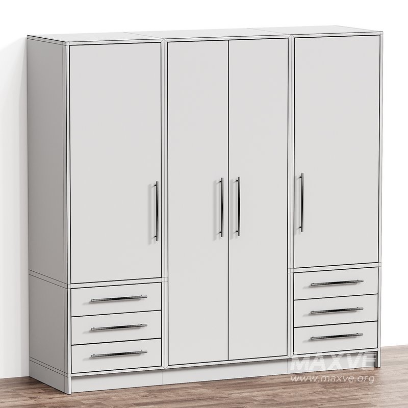 Jillian 4 Door Manufactured Wood Wardrobe - Image 3