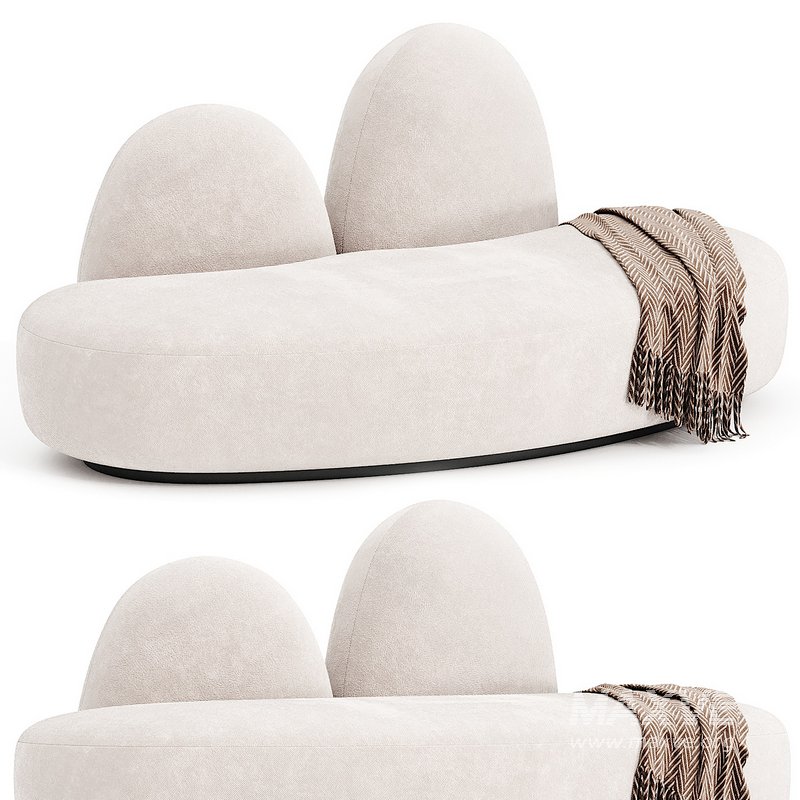 LAGU FUYU Curved 2 seater fabric sofa - Image 1