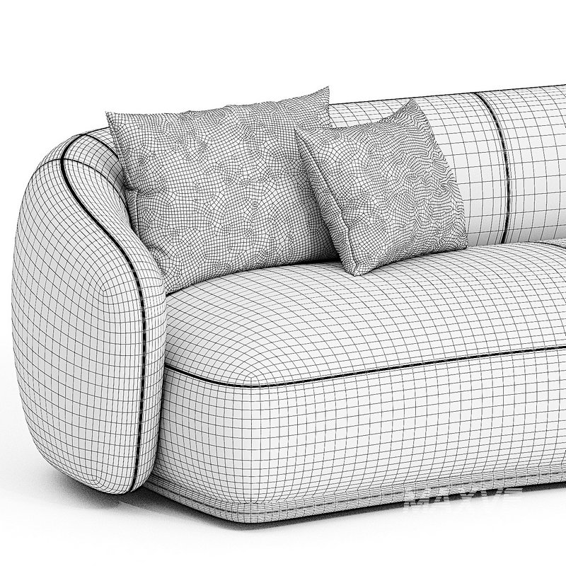 Meridiani RENE Curved fabric sofa - Image 3