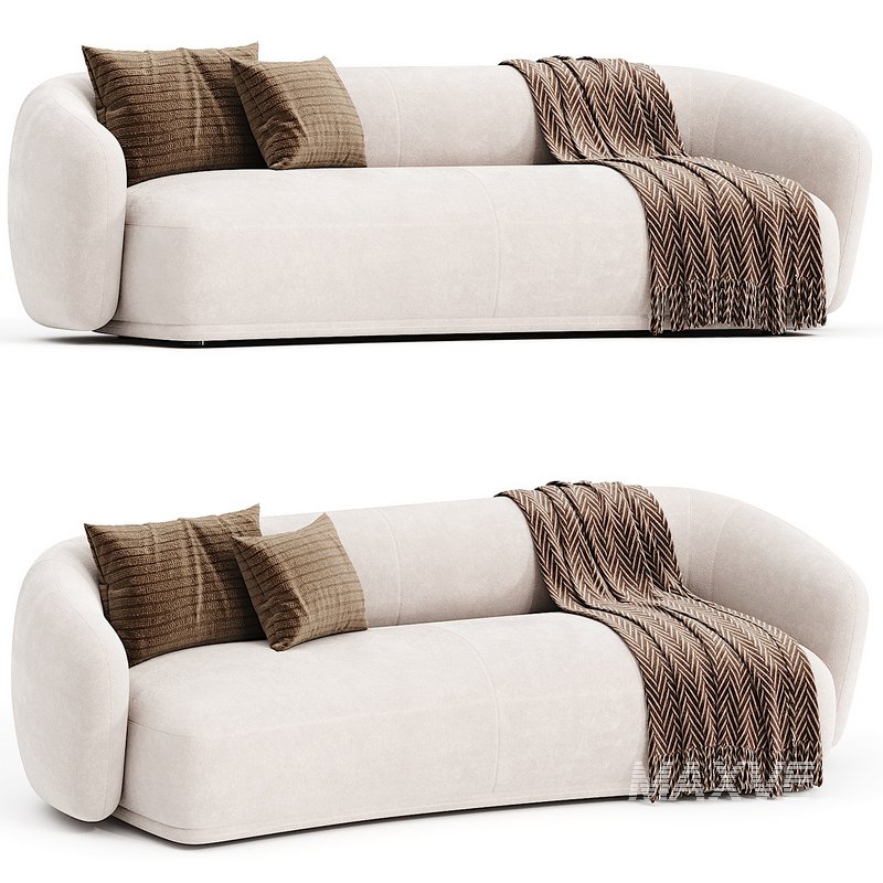 Meridiani RENE Curved fabric sofa - Image 1