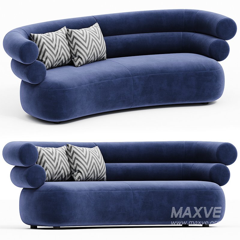 Loopo TUBE MIDNIGHT BLUE VELVET SOFA - Image 1