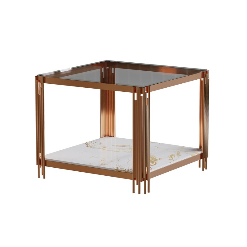 Wide Square Glass End Table - Image 1