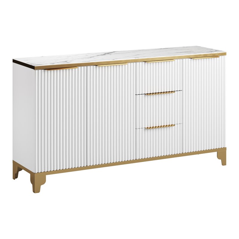 White Sideboard with Tempered Glass - Image 12