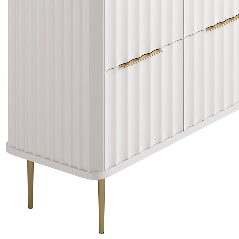 White Bedroom Dresser for Storage in Gold - Image 9