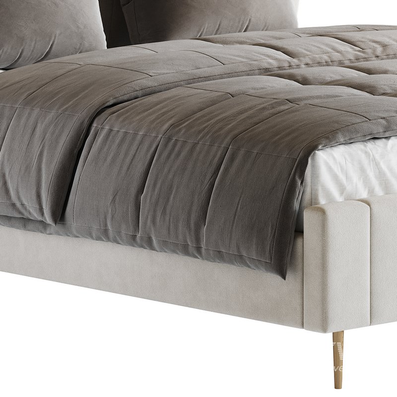 Wooden Non-Adjustable White Upholstered Modern Bed - Image 9