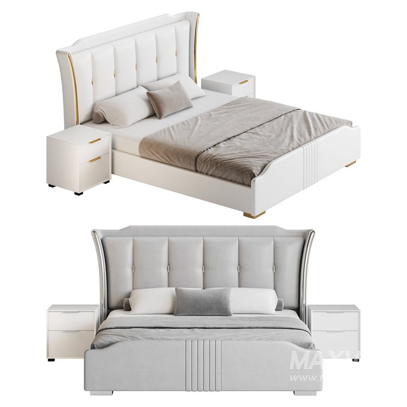 Wide Victorian Wingback Bed - Image 1