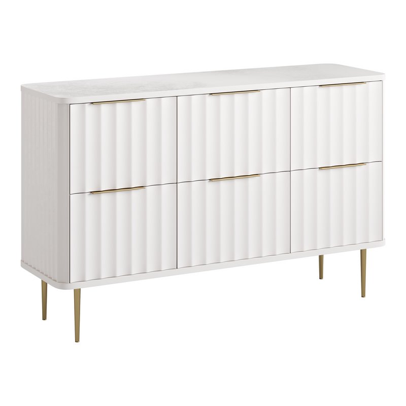 White Bedroom Dresser for Storage in Gold - Image 12