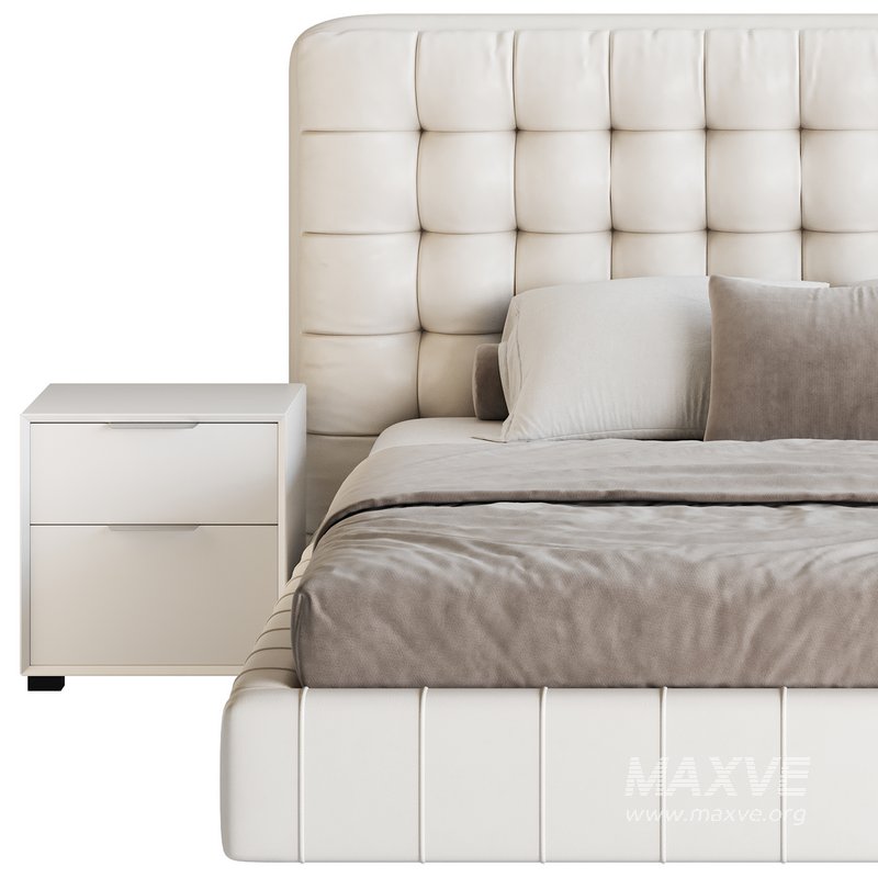 White Upholstered Panel Bed - Image 11
