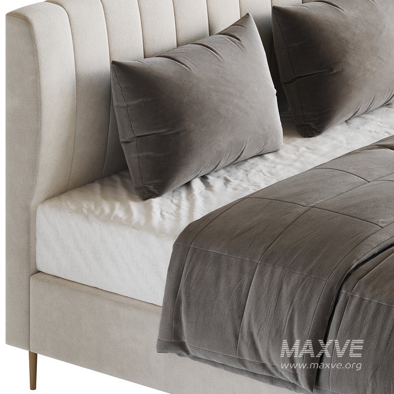 Wooden Non-Adjustable White Upholstered Modern Bed - Image 13