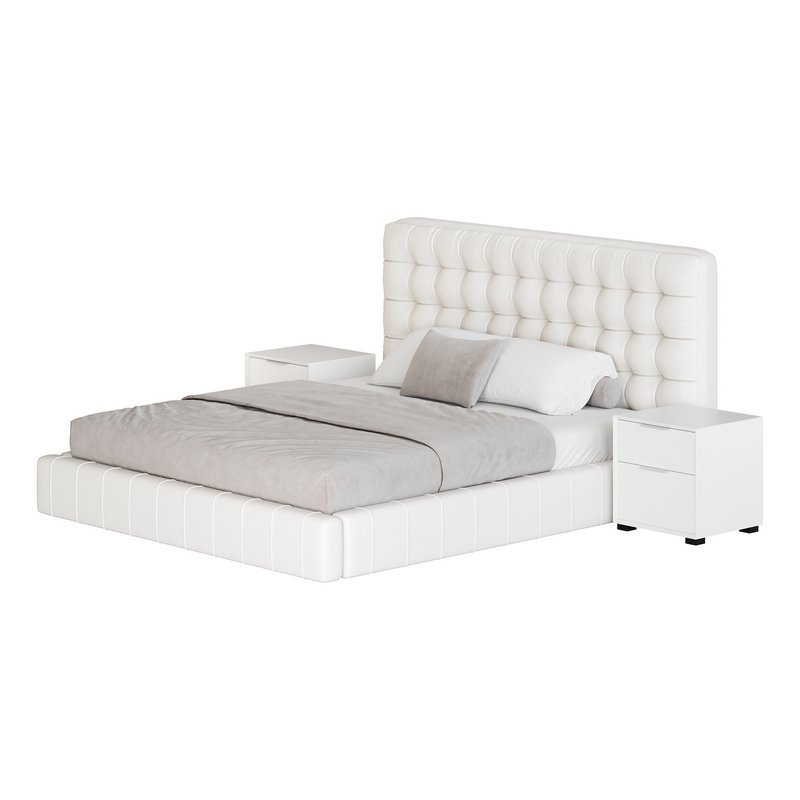 White Upholstered Panel Bed - Image 12