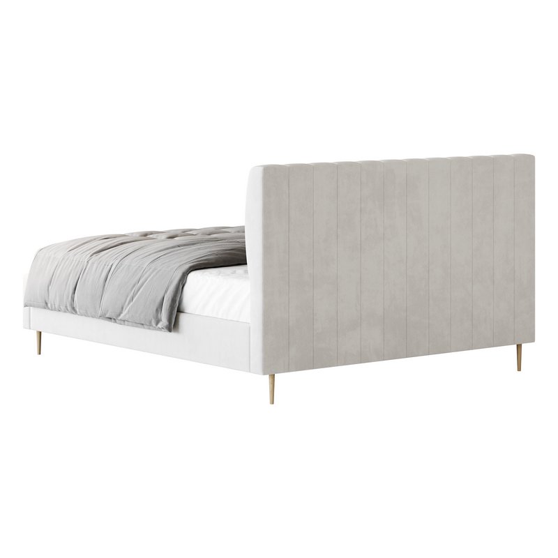 Wooden Non-Adjustable White Upholstered Modern Bed - Image 12