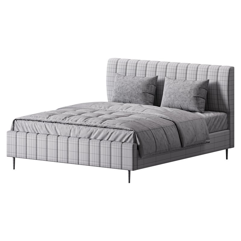 Wooden Non-Adjustable White Upholstered Modern Bed - Image 14