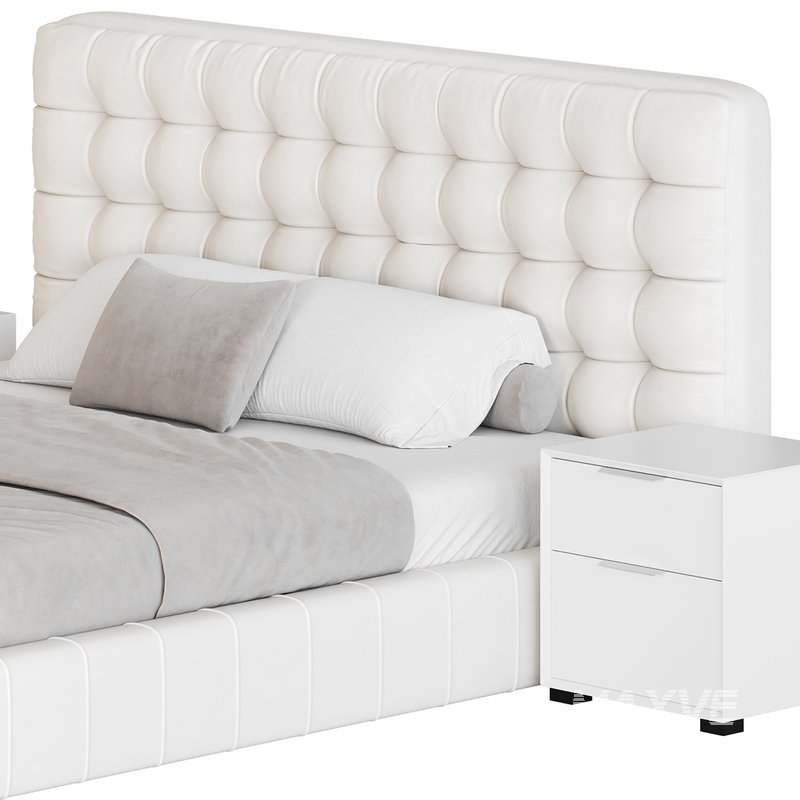 White Upholstered Panel Bed - Image 14