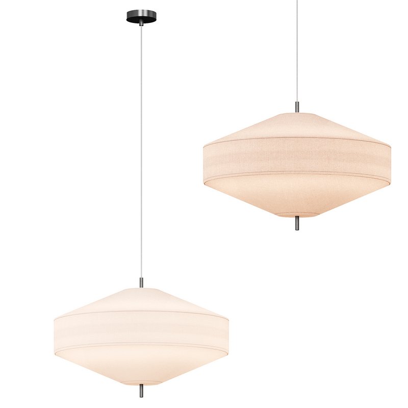 Solara large aged brass and layered natural linen pendant - Image 1