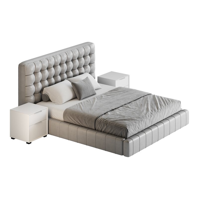 White Upholstered Panel Bed - Image 15