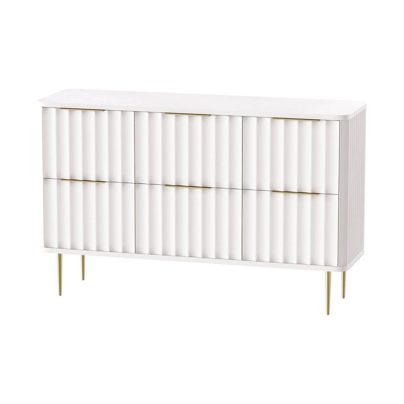 White Bedroom Dresser for Storage in Gold - Image 1