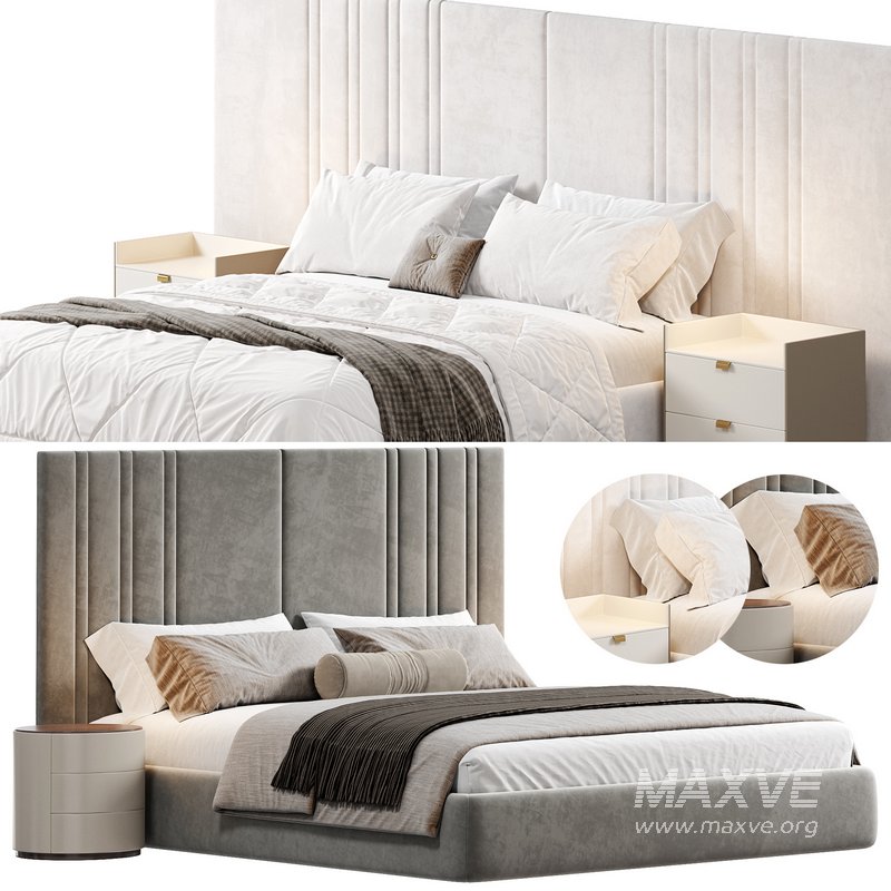 Medburn Wide Headboard Panel Stripe Bed by amore - Image 1