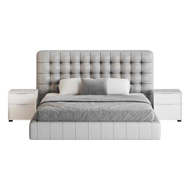 White Upholstered Panel Bed - Image 17