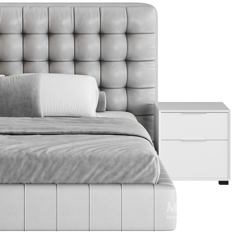 White Upholstered Panel Bed - Image 19