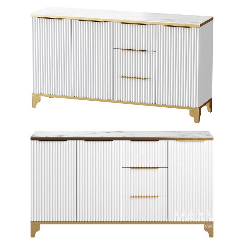 White Sideboard with Tempered Glass - Image 1