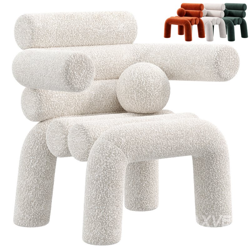 KRABBI Chair, Beige Velvet Accent Chair - Image 1