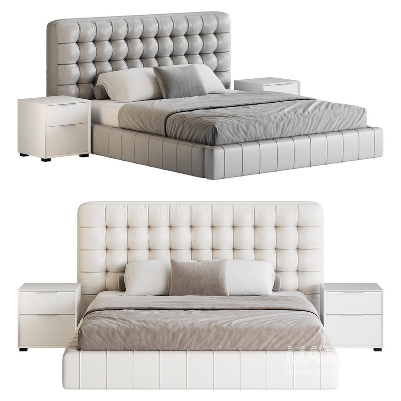 White Upholstered Panel Bed - Image 1