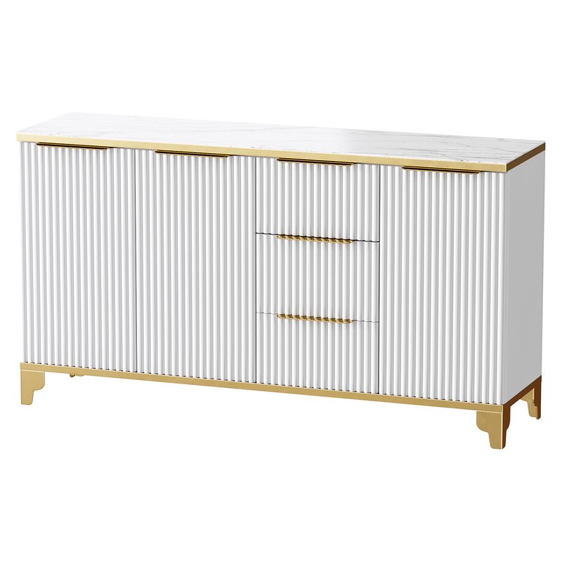White Sideboard with Tempered Glass - Image 4