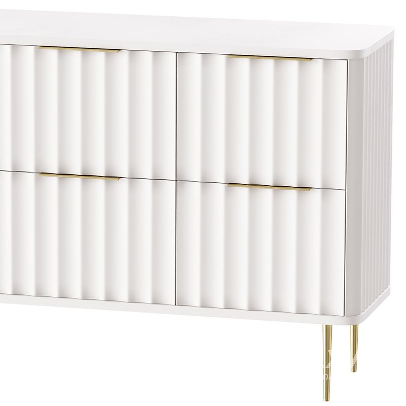 White Bedroom Dresser for Storage in Gold - Image 5