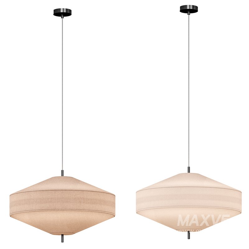 Solara large aged brass and layered natural linen pendant - Image 2