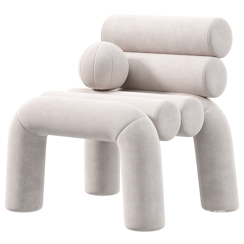 KRABBI Chair, Beige Velvet Accent Chair - Image 2