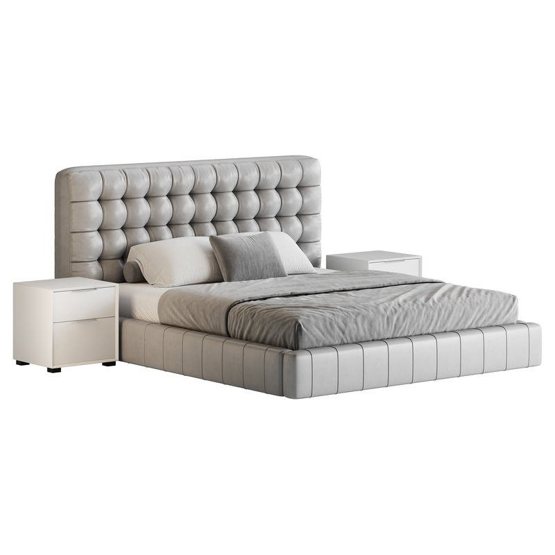 White Upholstered Panel Bed - Image 2