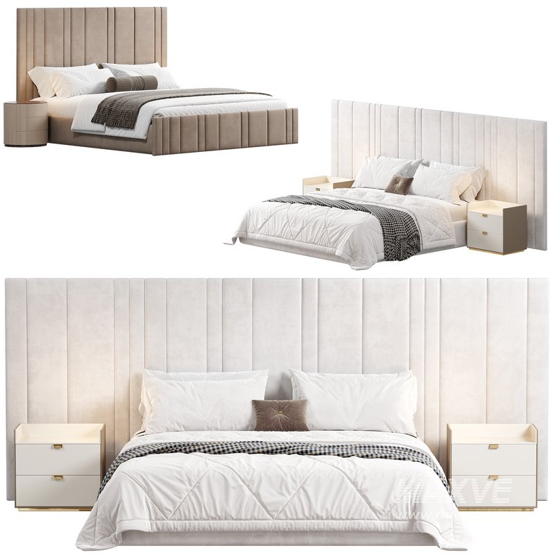 Kirsten Stripe Line Panel Wide Headboard Bed by amore - Image 2