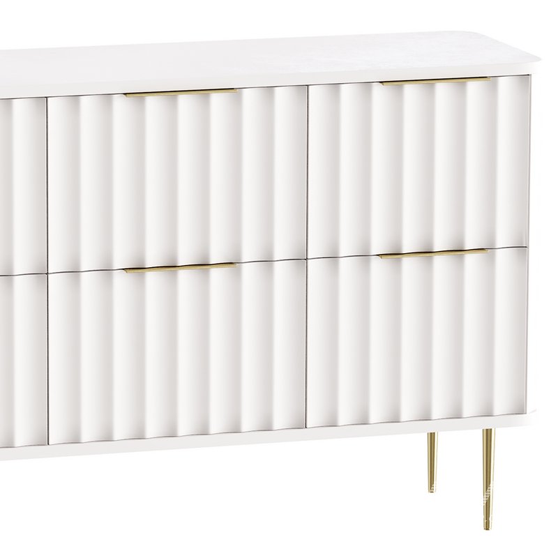 White Bedroom Dresser for Storage in Gold - Image 2