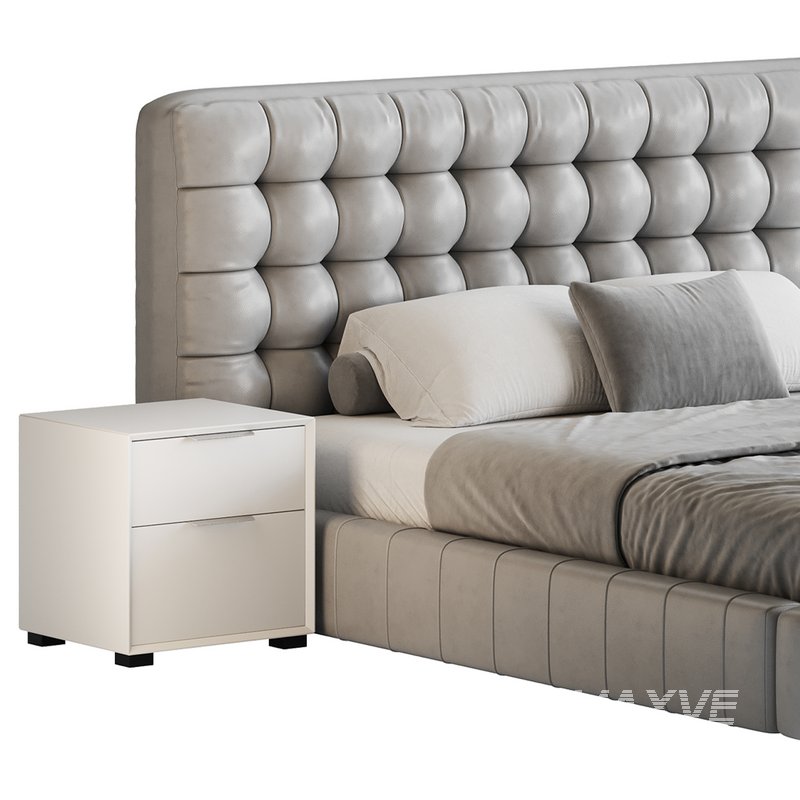 White Upholstered Panel Bed - Image 4
