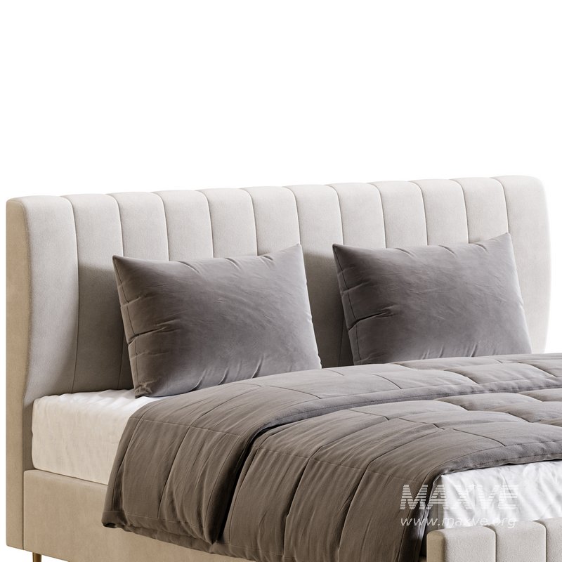 Wooden Non-Adjustable White Upholstered Modern Bed - Image 3