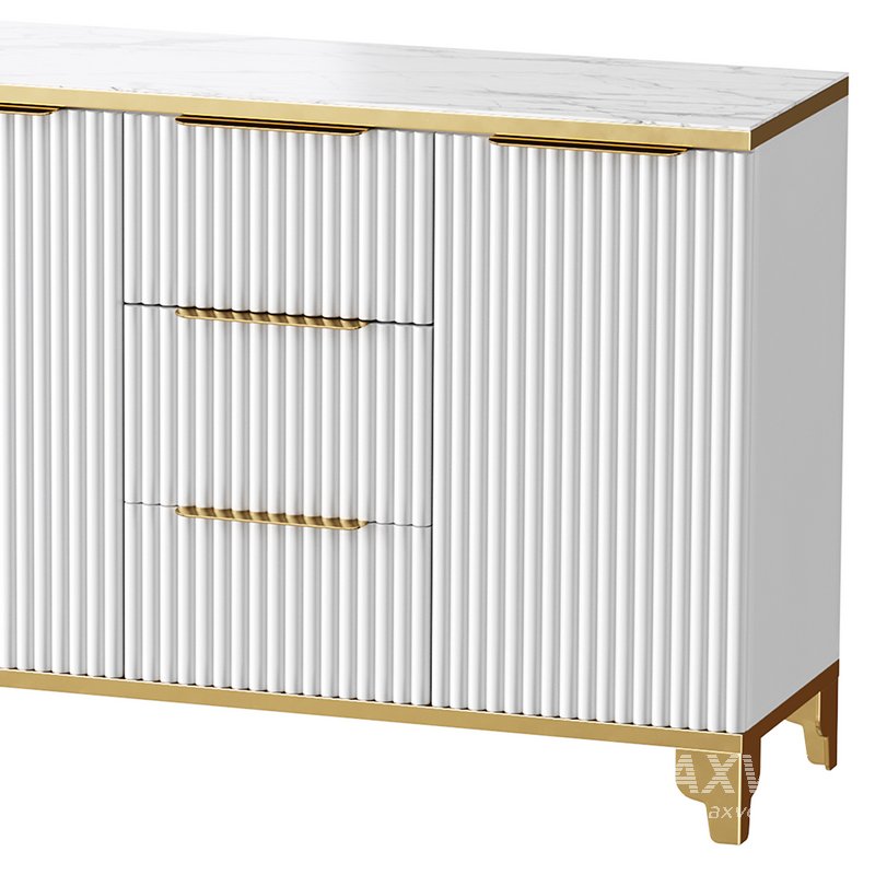 White Sideboard with Tempered Glass - Image 2