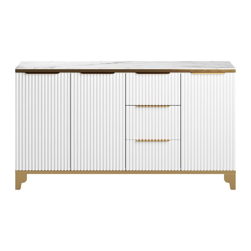White Sideboard with Tempered Glass - Image 3