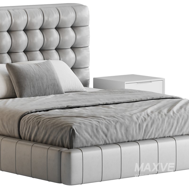 White Upholstered Panel Bed - Image 3