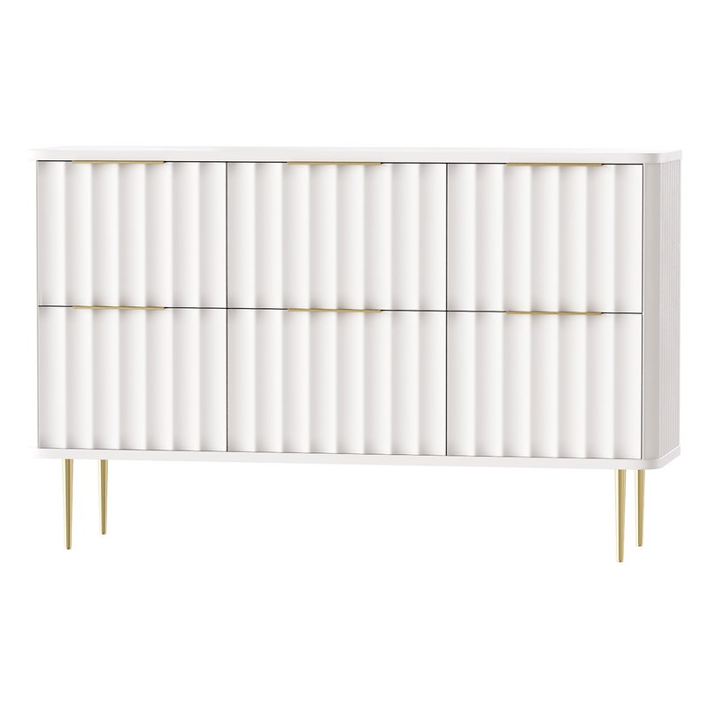 White Bedroom Dresser for Storage in Gold - Image 3