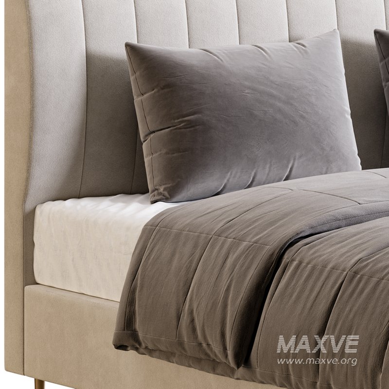 Wooden Non-Adjustable White Upholstered Modern Bed - Image 5