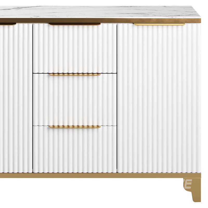 White Sideboard with Tempered Glass - Image 6