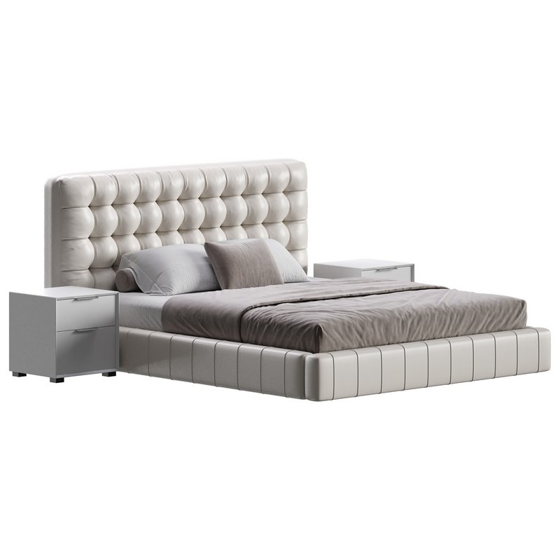 White Upholstered Panel Bed - Image 5