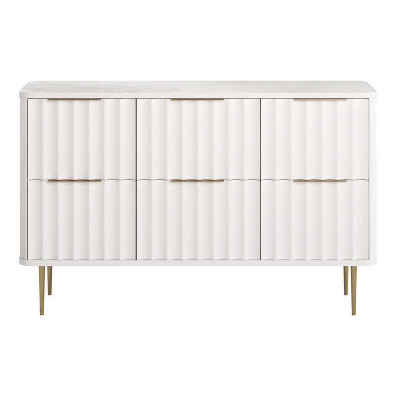 White Bedroom Dresser for Storage in Gold - Image 4