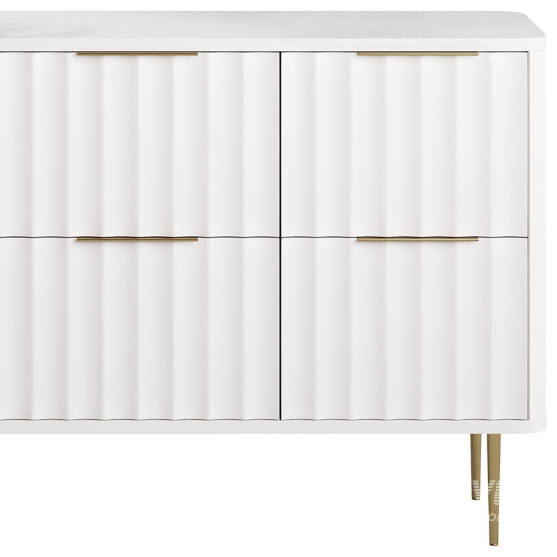White Bedroom Dresser for Storage in Gold - Image 6