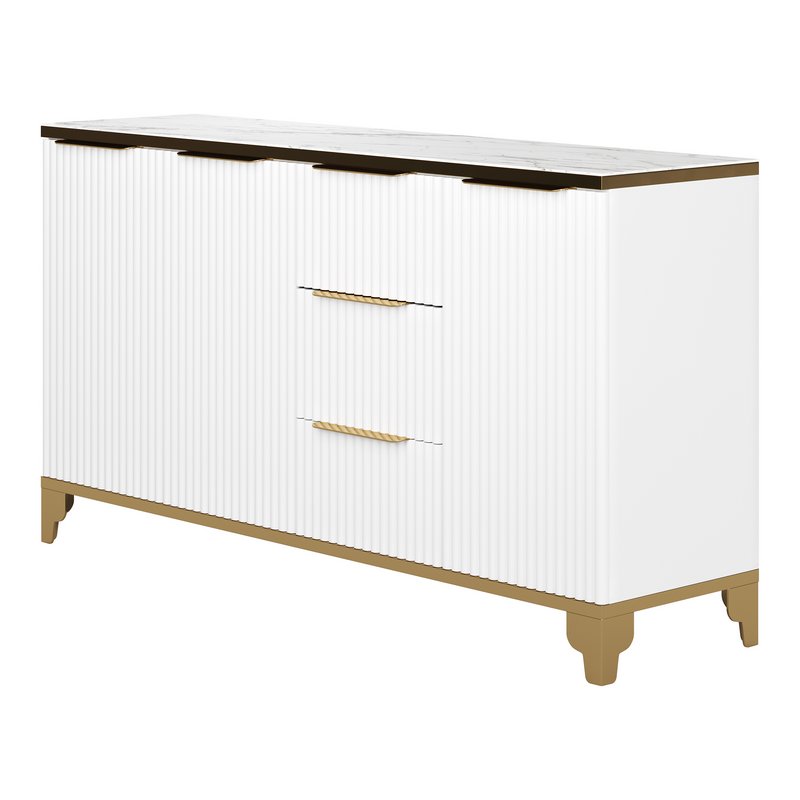 White Sideboard with Tempered Glass - Image 5